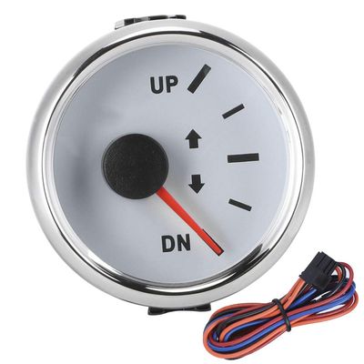 Boat Marine Trim Gauge 52mm/2in UP-DN Boat Gauges Set 0-190ohm Trim Tilt Indicator Red Backlight (White Dial Silver Frame)