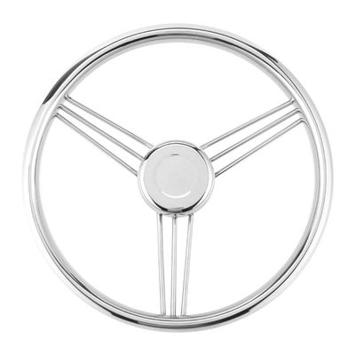 Acouto Boat Steering Wheel 13-1/2 Inch 9-Spoke Marine Steering Wheel Stainless Steel 15  Tilt Angle Silver Accessory
