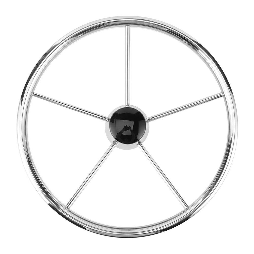 Acouto 5 Spoke Boat Steering Wheel,15-1/2in 5 Spoke 10 Degree Steering Wheel Stainless Steel Marine Boat Accessories