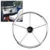 Acouto 5 Spoke Boat Steering Wheel,15-1/2in 5 Spoke 10 Degree Steering Wheel Stainless Steel Marine Boat Accessories view 4