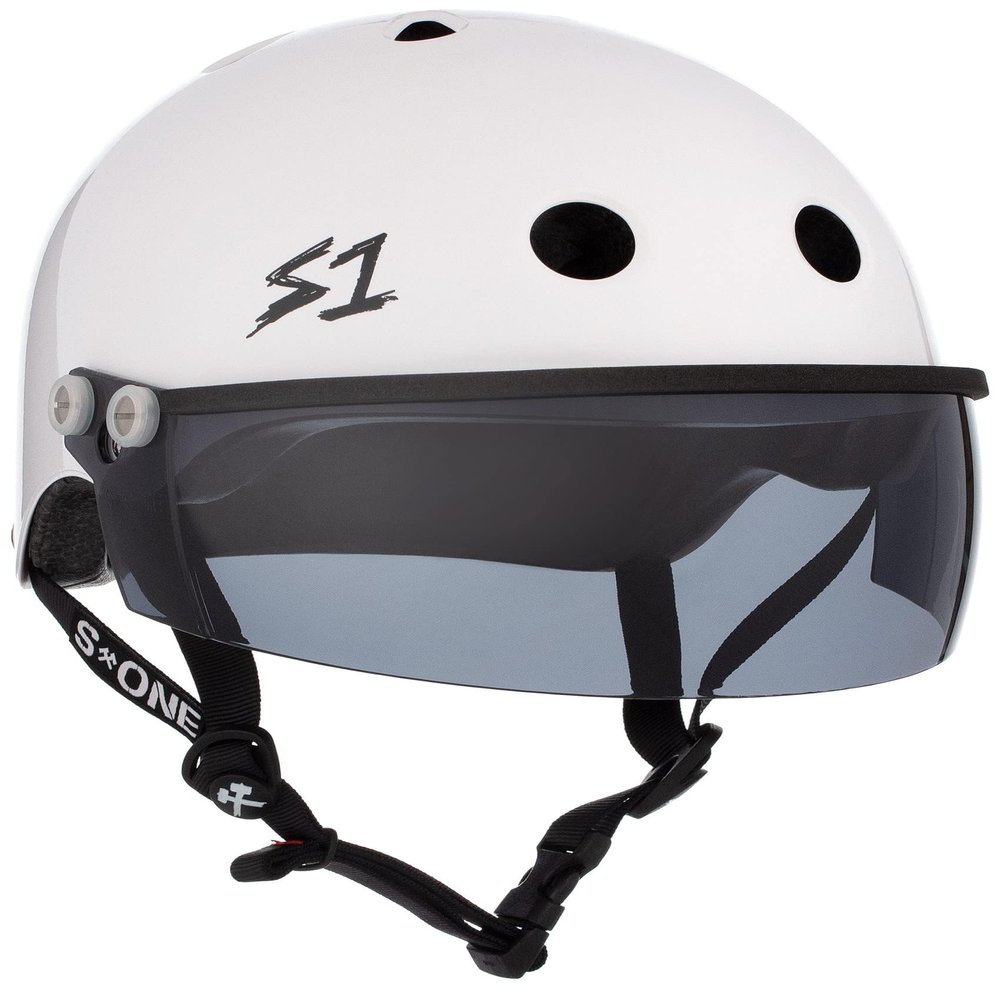 S1 Lifer Visor Helmet Gen 2 for Skateboarding, BMX, and Roller Skating - EPS Fusion Foam, CPSC & ASTM Certified - White Gloss w/Tint Visor XX-Large (23")