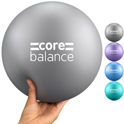 Core Balance 9 Inch Anti Burst Pilates Ball, Mini Exercise Ball for Yoga, Barre, Stretching and Core Stability Workout (Grey)