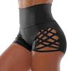 Arinda Bandage Cutout High Waist Shorts Hollow Out Yoga Shorts Stretchy Sports Fitness Pants Black view 4
