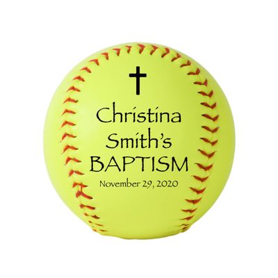 Personalized Baptism Softball, Custom Baptism Softball, Christening Keepsake (Pink)