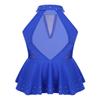 Agoky Kids Girls Criss Cross Lace Back Cotton Leotard Ballet Dancewear Gymnastics Unitard Blue Sparkly 11-12 view 2