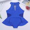Agoky Kids Girls Criss Cross Lace Back Cotton Leotard Ballet Dancewear Gymnastics Unitard Blue Sparkly 11-12 view 3