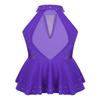 Agoky Kids Girls Criss Cross Lace Back Cotton Leotard Ballet Dancewear Gymnastics Unitard Purple Sparkly 15-16 view 2