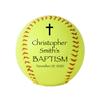 Personalized Baptism Softball, Custom Baptism Softball, Christening Keepsake (Blue) view 1
