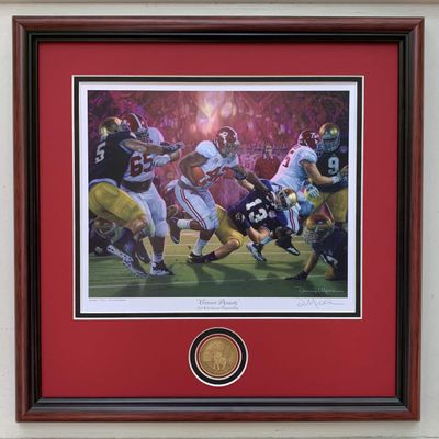 Crimson Dynasty Framed Art Print with Coin by Daniel Moore - Alabama Football beats Notre Dame to win the 2012 Championship