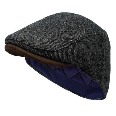 Borges & Scott The Sloan - Irish Tweed and Nubuck Leather Flat Cap - Irish Slate - Medium