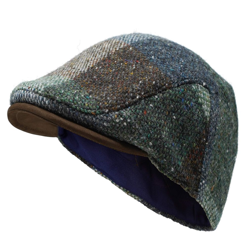 Borges & Scott The Sloan Patchwork - Irish Tweed and Nubuck Leather Flat Cap - X-Large