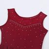 Agoky Big Girls' Kids Sparkly Ice Figure Skating Roller Skating Dress Gymnastic Tutu Skirted Leotard Costume Burgundy Sparkly 5-6 view 3
