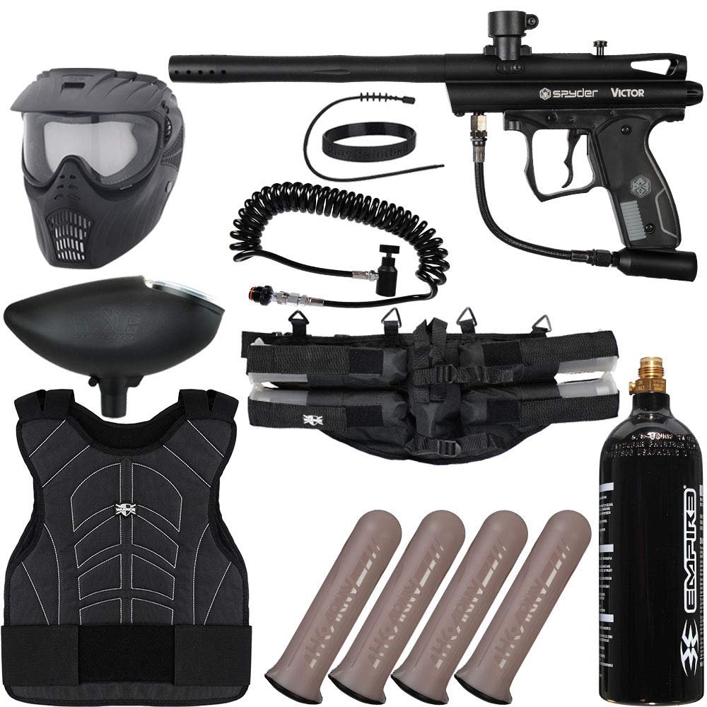 Action Village Kingman Spyder Victor Light Gunner Paintball Gun Package Kit (Diamond Black)