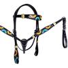 HILASON Western Horse Headstall Breast Collar Set American Leather Black | Tack for Horses view 1