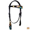 HILASON Western Horse Headstall Breast Collar Set American Leather Black | Tack for Horses view 2