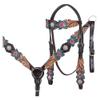 HILASON Western Horse Headstall Breast Collar Set American Leather Floral | Tack for Horses view 1
