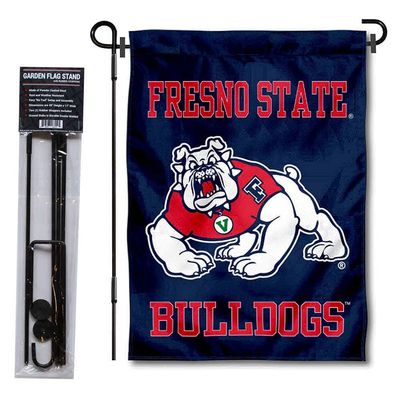 College Flags & Banners Co. Fresno State Bulldogs Two Sided Garden Banner and Pole Holder Set