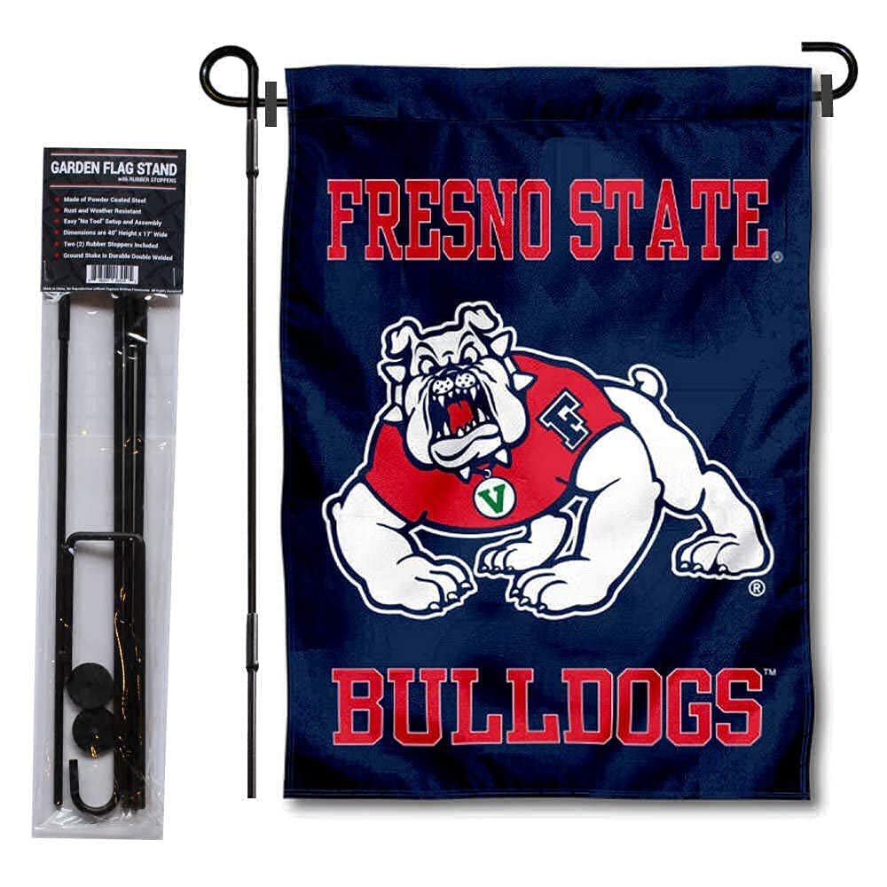 College Flags & Banners Co. Fresno State Bulldogs Two Sided Garden Banner and Pole Holder Set