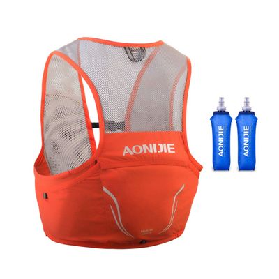 AONIJIE Hydration Pack, Trail Running Vest Set Breathable Lightweight 2.5L and 2 Soft Flasks 500ml Orange, (S/M)