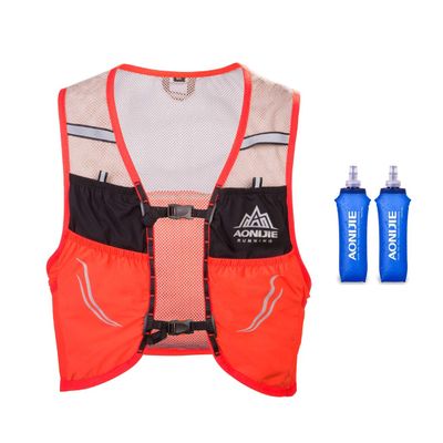 AONIJIE Hydration Pack, Trail Running Vest Set Breathable Lightweight 2.5L and 2 Soft Flasks 500ml Orange, (L/XL)