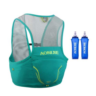 AONIJIE Hydration Pack, Trail Running Vest Set Breathable Lightweight 2.5L and 2 Soft Flasks 500ml Mint Green, (M/L)