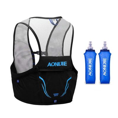 AONIJIE Hydration Pack, Trail Running Vest Set Breathable Lightweight 2.5L and 2 Soft Flasks 500ml Black, (S/M)