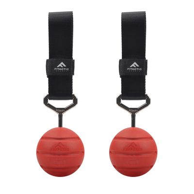 FITactic 3 Inches Groove Rock Climbing Solid Training Cannonball Bomb Power Pull Up Ball Hold Grips for Straps for Finger, Forearm, Biceps, Back Muscles, Sports, Race (2 Balls, Red Groove 3 Inches)