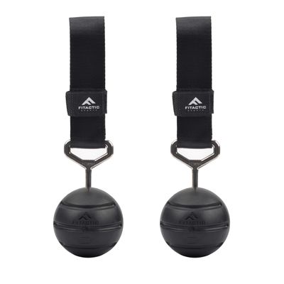 FITactic 3 Inches Groove Rock Climbing Solid Training Cannonball Bomb Power Pull Up Ball Hold Grips for Straps for Finger, Forearm, Biceps, Back Muscles, Sports, Race (2 Balls, Black Groove 3")
