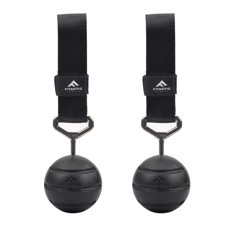 FITactic 3 Inches Groove Rock Climbing Solid Training Cannonball Bomb Power Pull Up Ball Hold Grips for Straps for Finger, Forearm, Biceps, Back Muscles, Sports, Race (2 Balls, Black Groove 3")