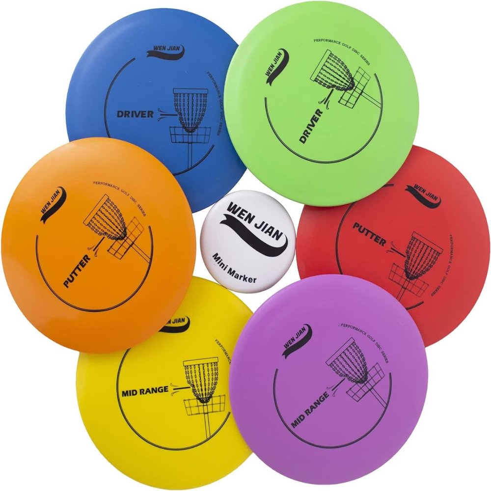 WEN JIAN Disc Golf Starter Set, Disc Golf Set, Disc Golf Beginner Set-Driver, Mid Range, Putter, 1 Mini Marker