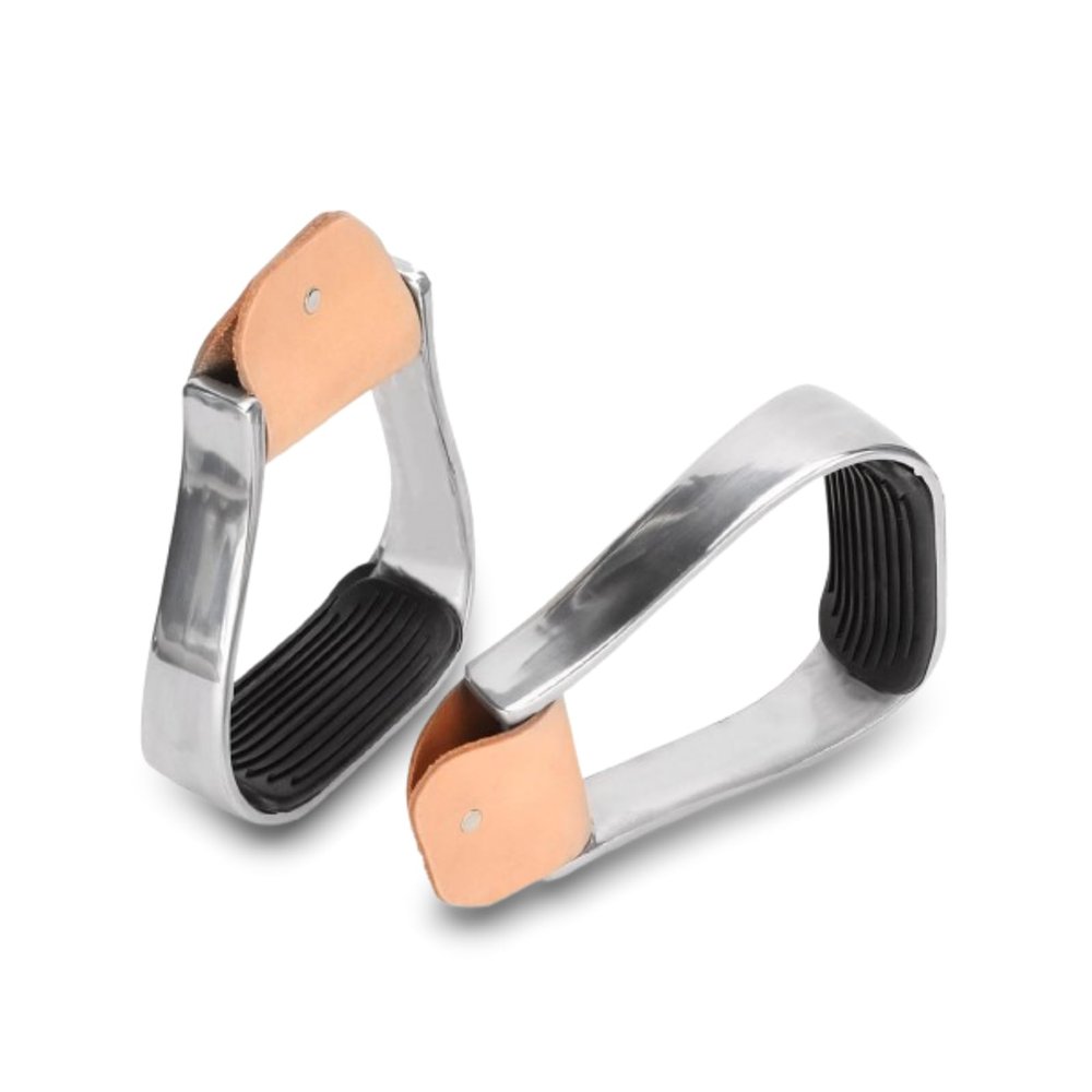 Dioche 2pcs Horse Stirrups, Aluminum Saddle Stirrups for Western with Tack Overshoe Design, Overshoe Safety Horse Stirrup with Rubber Anti-Slip Foot Mat