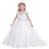 WOCINL Flower Girls Lace Applique Wedding Tulle Dress Princess Pageant Communion Birthday Christmas Party Evening Ball Gown White 6-7T view 4