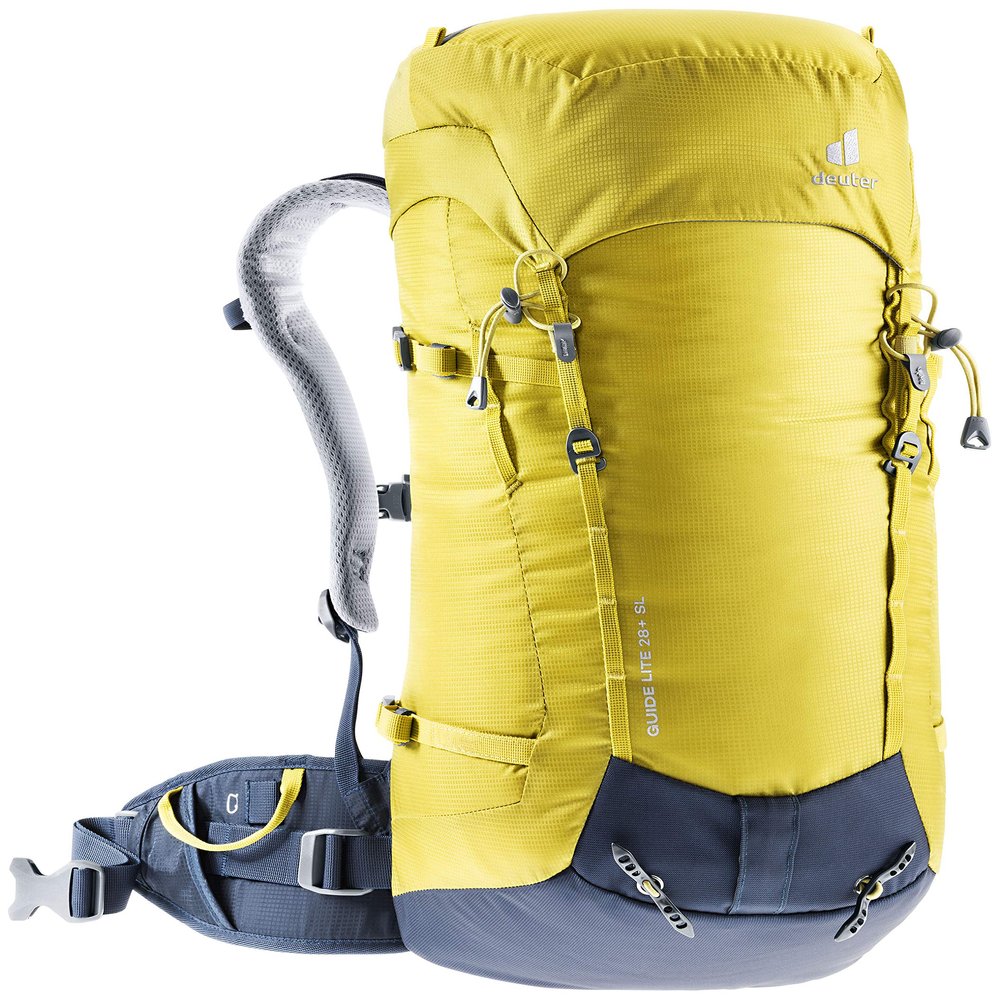 Deuter Guide Lite 28+ SL - Womens Lightweight and Comfortable Alpine Backpack for Expedition, Mountain Climbing, and Ski Tours - Greencurry-Navy
