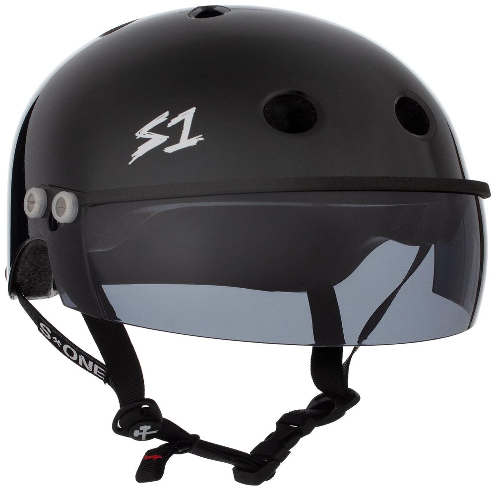 S1 Lifer Visor Helmet Gen 2 for Skateboarding, BMX, and Roller Skating - EPS Fusion Foam, CPSC & ASTM Certified - Black Gloss w/Tint Visor X-Large (22.5")