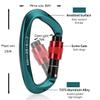 Locking Carabiner - 25kN 5600lb Climbing Carabiner Screw Gate D Shape Carabiner Green (Pack of 2) view 4