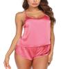 Ekouaer Valentine's Silk Satin Pajamas Set for Women, Backless Lingerie Cami Top & Shorts Sleepwear Watermelon Red view 1