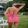 Ekouaer Valentine's Silk Satin Pajamas Set for Women, Backless Lingerie Cami Top & Shorts Sleepwear Watermelon Red view 3