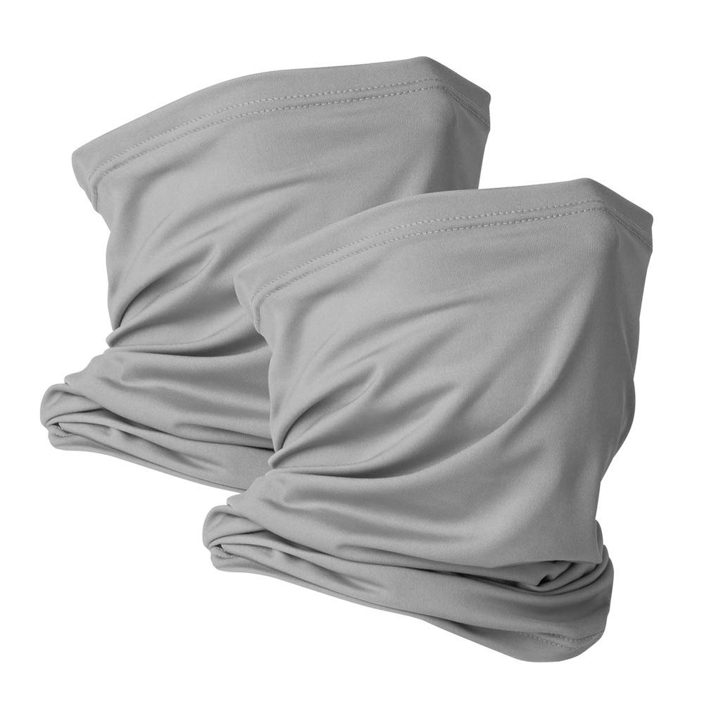 VULKIT 2 Pack Neck Gaiter Face Mask Scarf Reusable Bandanas Tube UV Protection Headwear Balaclava Outdoor Sport for Men and Women Grey