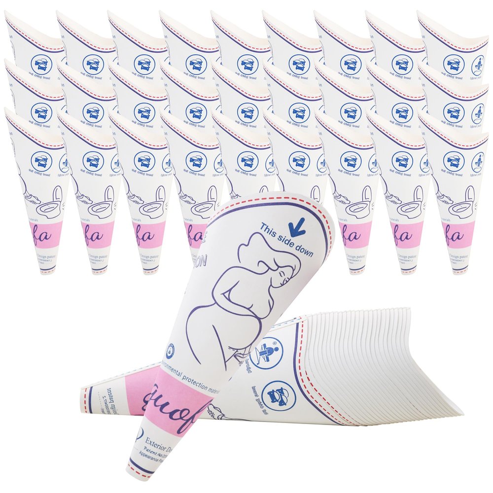 guofa Disposable Female Urination Device, Portable Waterproof Paper Pee Funnel for Women, Stand Up Pee Cup for Travel, Camping, Hiking, Outdoor, Public Toilets, Emergency Use (50)