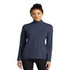 SPORT-TEK Women's Exchange 1.5 Long Sleeve Half Zip, Dark Denim Heather, Large view 1