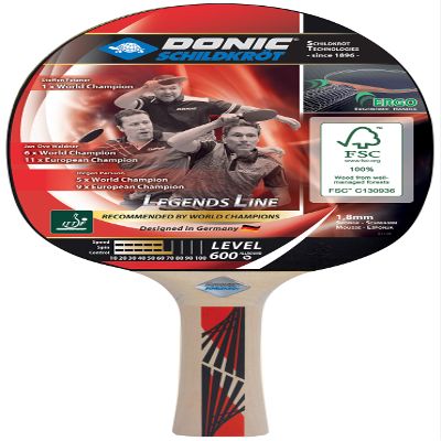 Schildkrt Donic Legends 600 FSC Table Tennis Bat, Ergo-Grip, 1.8 mm Sponge, FSC Wood, Prestige - ITTF Rubber, 724416
