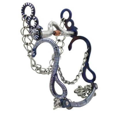M-Royal Saddles 5 1/4" Blue Freno Charro Pavonado Azul Bit