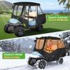 10L0L Golf Cart 4 Passenger Enclosure for Club Car Precedent Short Roof 57.5" Deluxe 600D Golf Cart Heavy Duty Rain Cover with 4 Zipped Doors Clear PVC Windows (Black) view 3