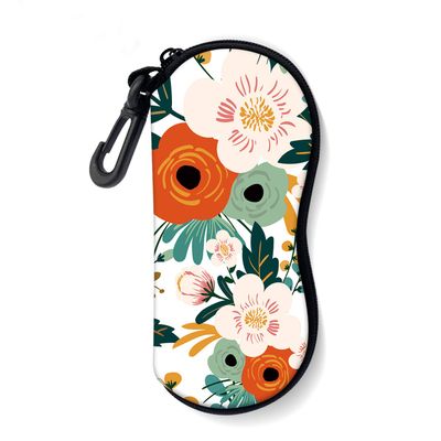 ZAXMEY Sunglasses Soft Case with Carabiner Ultra Light Neoprene Zipper Glasses Case, White Marble