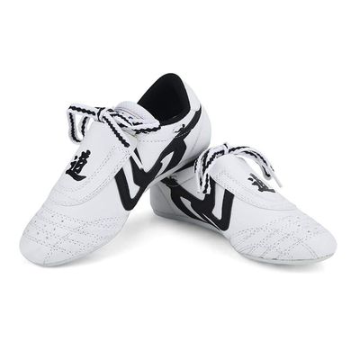 DAYISS Martial Arts Taekwondo Shoes Unisex Children Teenager Sport Lightweight Shoes Sneakers Boxing Karate Shoes for Taekwondo Kung Fu Taichi(2.5 M US Big Kid,Black Stripes)