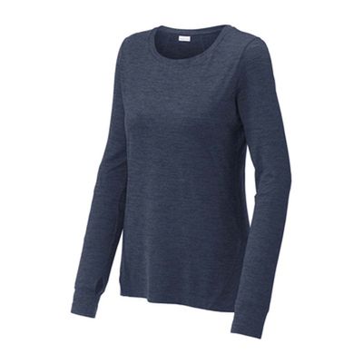 SPORT-TEK Women's Exchange 1.5 Long Sleeve Crew Dark Denim Heather