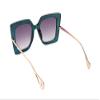 FEISEDY Sunglasses Womens Trendy, Oversized Square Shades, Pearl Inlay Cat Eye Frame UV400 Protection B2625,Peacock Blue/Gradient Grey view 3