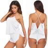 Ekouaer Silk Pajamas Set for Women Satin Backless Lingerie Pjs Cami Top and Shorts Nightwear White view 1
