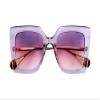 FEISEDY Sunglasses Womens Trendy, Oversized Square Shades, Pearl Inlay Cat Eye Frame UV400 Protection B2625,Clear Purple/Purple Pink view 3