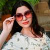 FEISEDY Sunglasses Womens Trendy, Oversized Square Shades, Pearl Inlay Cat Eye Frame UV400 Protection B2625,Clear Purple/Purple Pink view 4